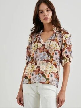 Rails Floral Tiered Sleeve Blouse